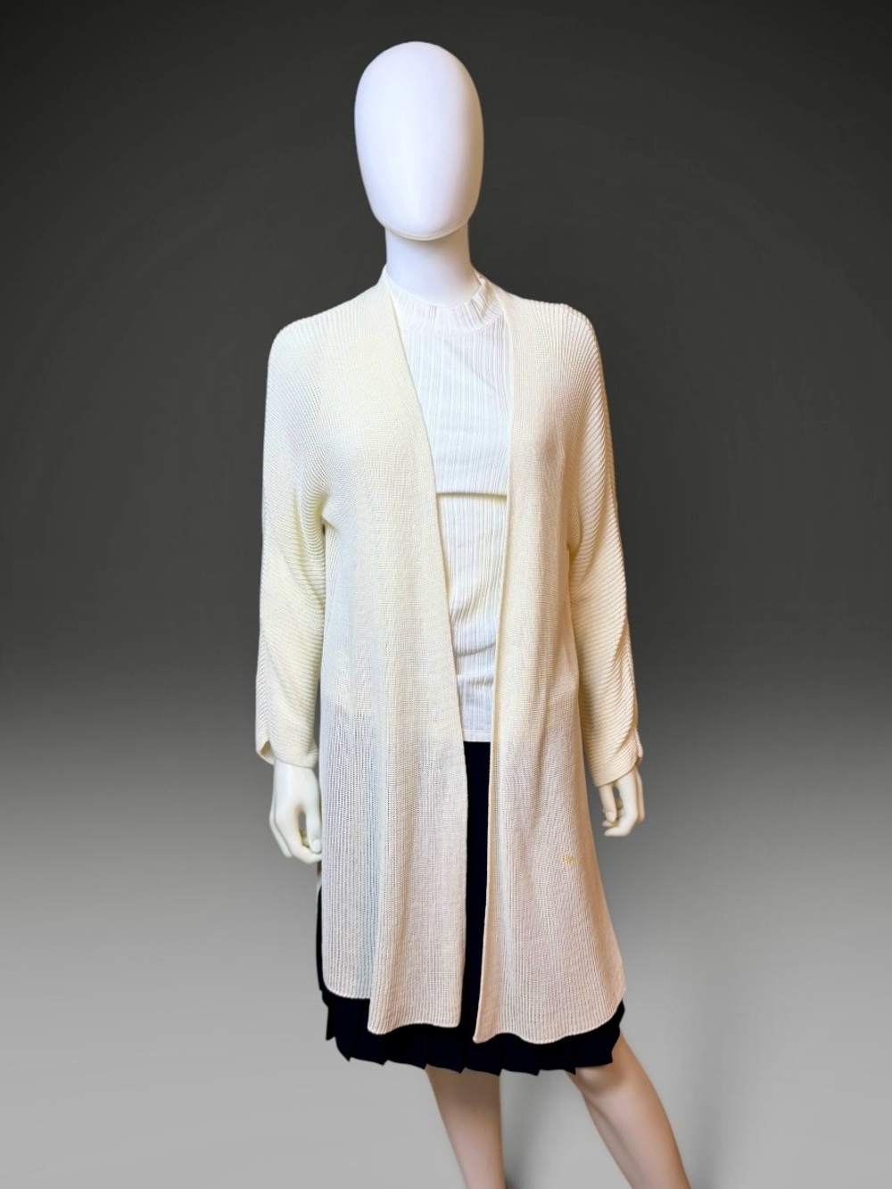 Eileen Fisher Ivory Open Knit Long Cardigan Size Medium
